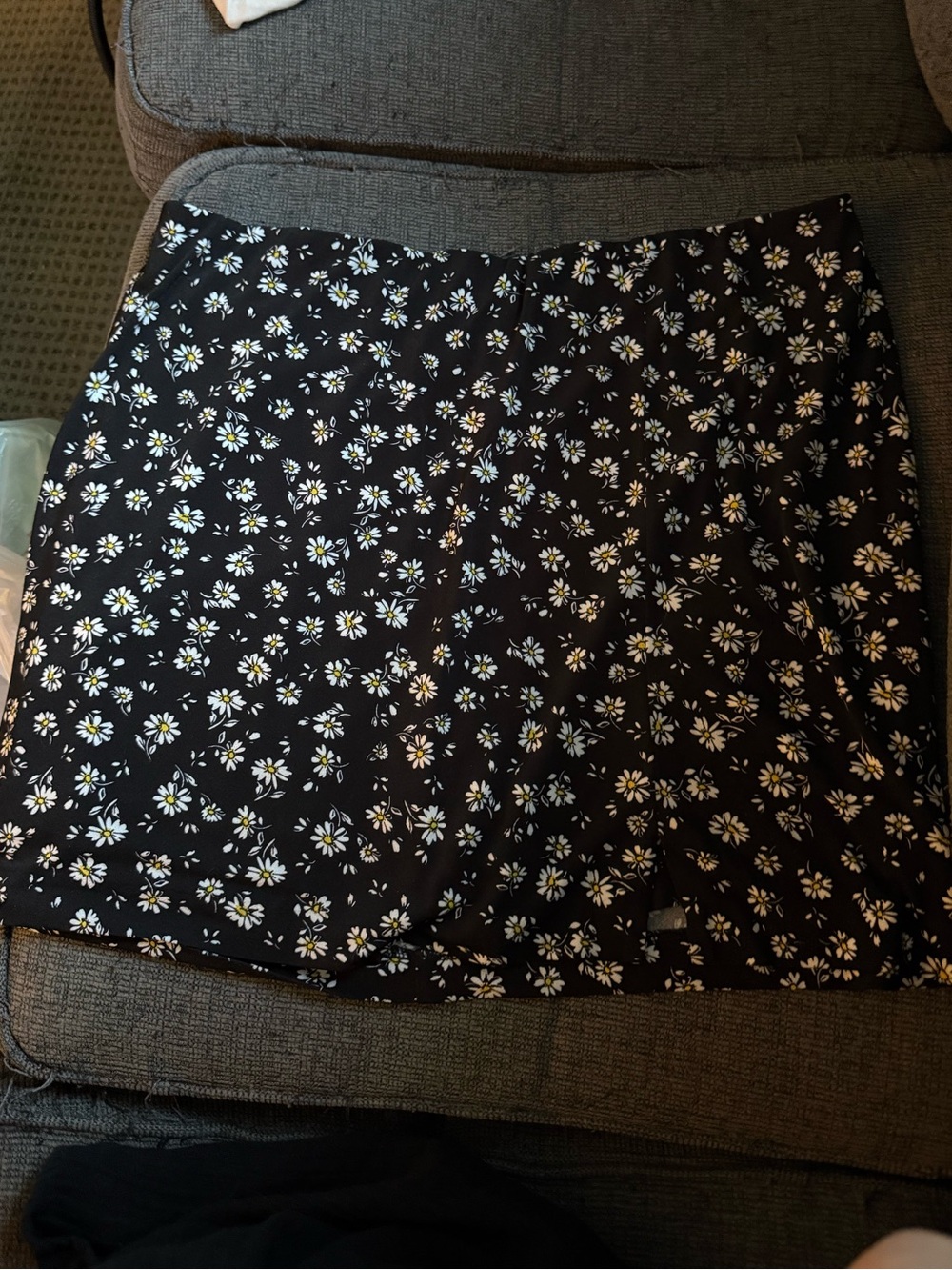 Lane Bryant Black Mini Skort with White Daisy Print